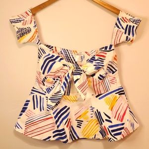 Multicolor tie front crop top